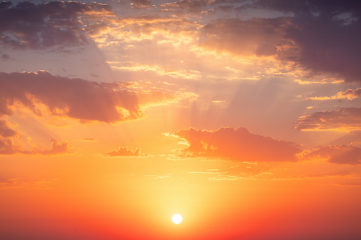 Dramatic sky and Cloudscape with sunbeams