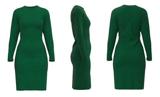 Green Woman Wool Dress. Knitted Dress. Jumper Dress