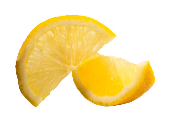 istock Slices of lemon citrus fruit isolated on white background. 1703769216