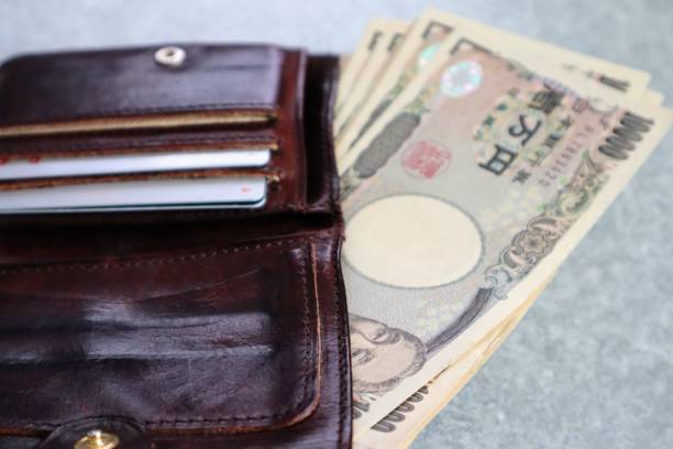 zbliżenie banknotów w portfelu - spending money currency allowance wallet zdjęcia i obrazy z banku zdjęć