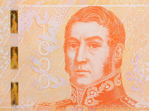 Jose de San Martin a portrait from Argentine money - peso