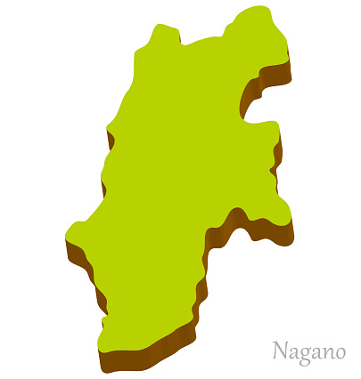 Three-dimensional map of Nagano Prefecture in Japan,  simple and natural