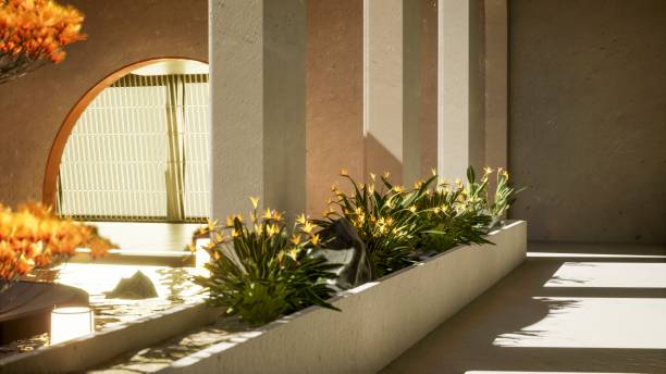 istock Elegant interior with arches and live plants 1703788752
