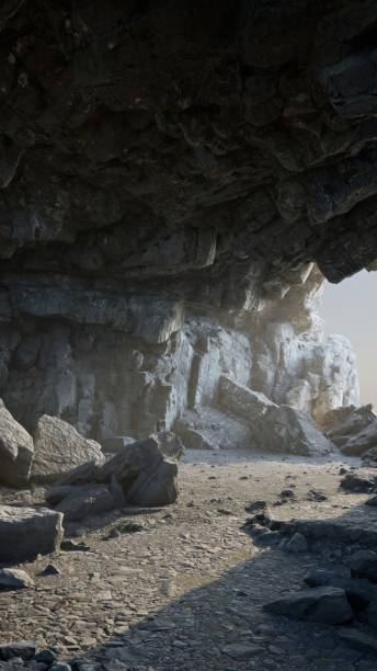 istock Light falls through the entrance to the cave 1703790436