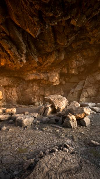 istock The cave floor is bathed in the light of the setting sun. 1703793773