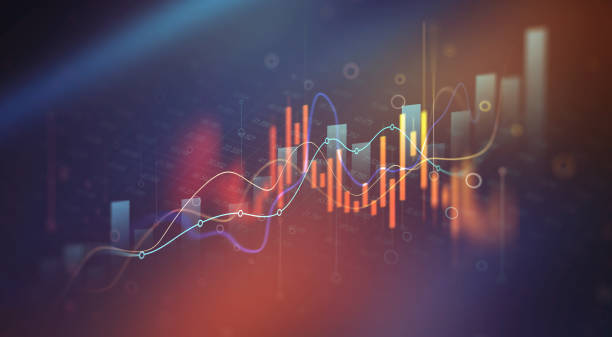 wykres wzrostu biznesu i strzałka sukcesu finansowego w górę. wykres rozwoju, zysk i inwestycje. - analyzing graph chart trader stock illustrations