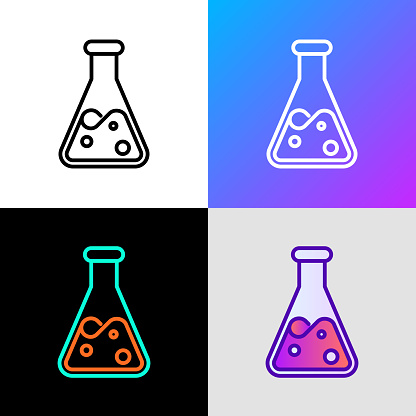 Simbol Lab Lucu Uji Ikon Garis Tipis Tabung Simbol Laboratorium Ilustrasi Vektor Modern ...