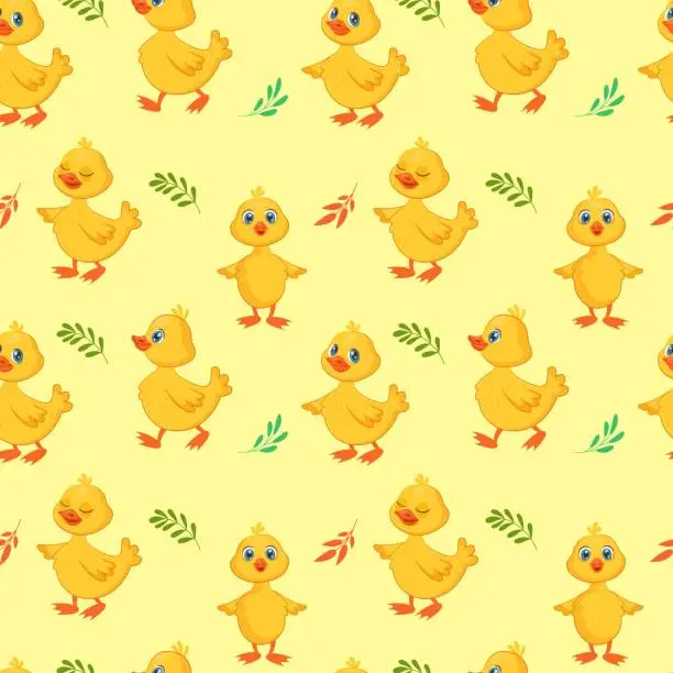 Vector illustration of Bath rubber duck soap pattern. Bathing yellow pop art. Beautiful gifting child objects. Little animal. Babies print with cute ducklings. Happy birds. Vector seamless tidy background