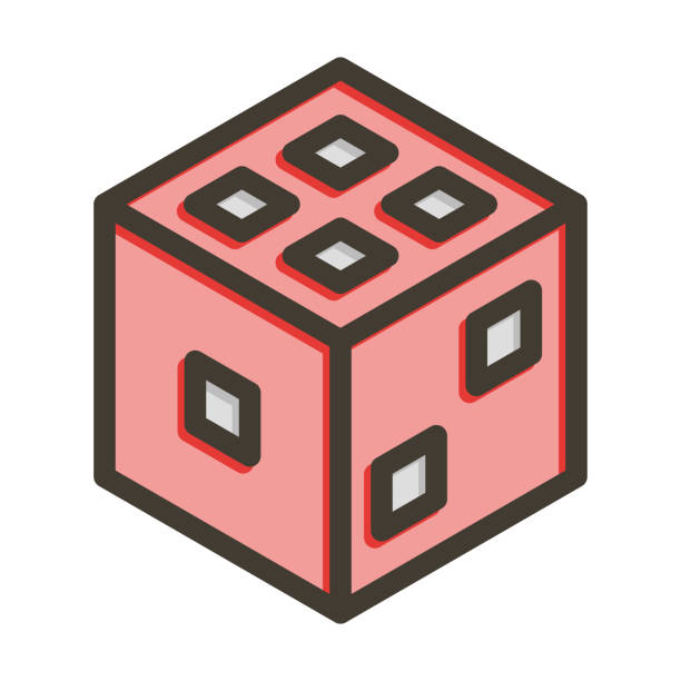 кубик вектор толстая линия заполнена цветами значок для личного и коммерческого использования. - 7653 stock illustrations