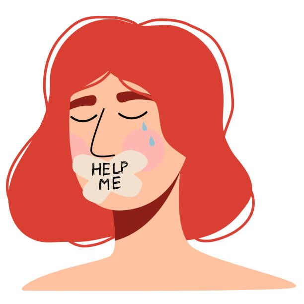 ilustraciones, imágenes clip art, dibujos animados e iconos de stock de mujer llorando pidiendo ayuda. día internacional de la eliminación de la violencia contra la mujer. - violencia de genero