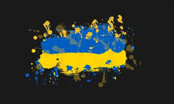 Vector illustration of Ukrainian blue and yellow grunge and textured pattern vector abstract background
