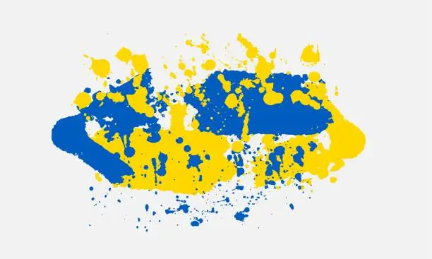 Vector illustration of Ukrainian blue and yellow grunge and textured pattern vector abstract background