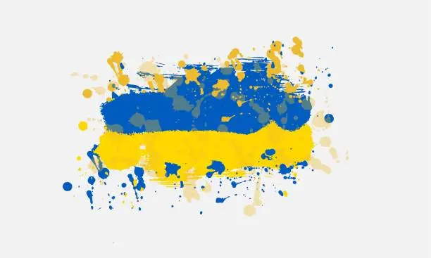 Vector illustration of Ukrainian blue and yellow grunge and textured pattern vector abstract background