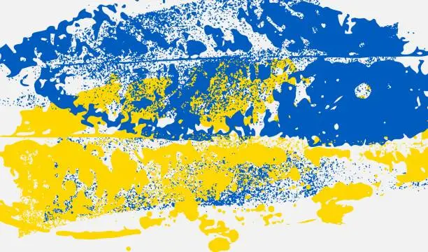 Vector illustration of Ukrainian blue and yellow grunge and textured pattern vector abstract background