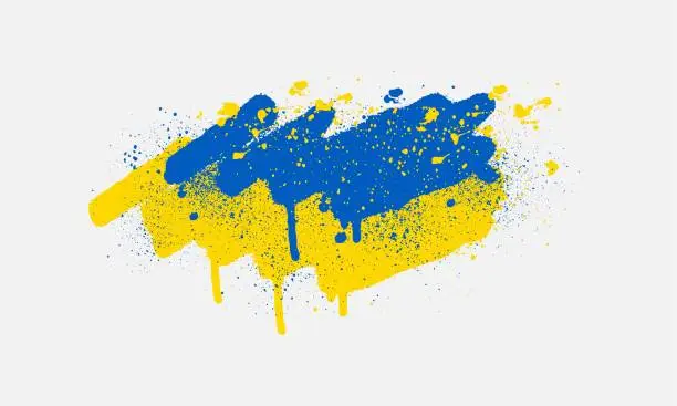 Vector illustration of Ukrainian blue and yellow grunge and textured pattern vector abstract background