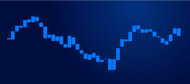 istock Trading of stock Chart blue technology Background template. trade Chart of forex, cryptocurrency, stock market and Binary option with Candles and indicators. Exchange buy sell in financial market. 1703916184