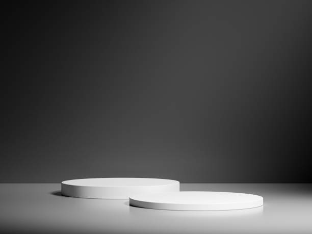 istock White 3d round podium illustration. Mockup empty black background. Round pedestal and winner podium. 1703916785