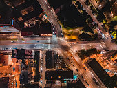 Night street view from drone