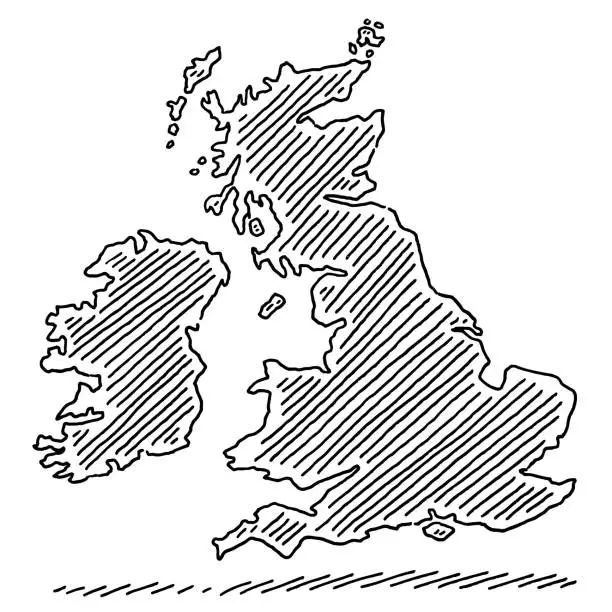 Vector illustration of United Kingdom And Ireland Doodle Drawing