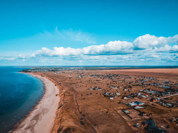 View of the river bank from a drone