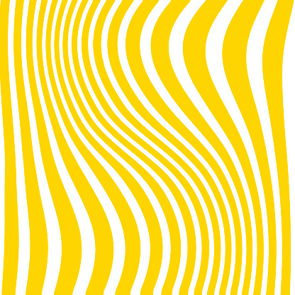Op Art Wavy Lines - Yellow and White Abstract Line Art