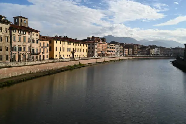 Bank of the Arno in the city of Pisa in Tuscany