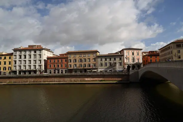 Mezzo Bridge crossing the Arno river in the city of Pisa