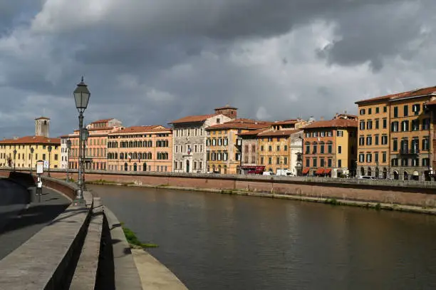 Bank of the Arno in the city of Pisa in Tuscany