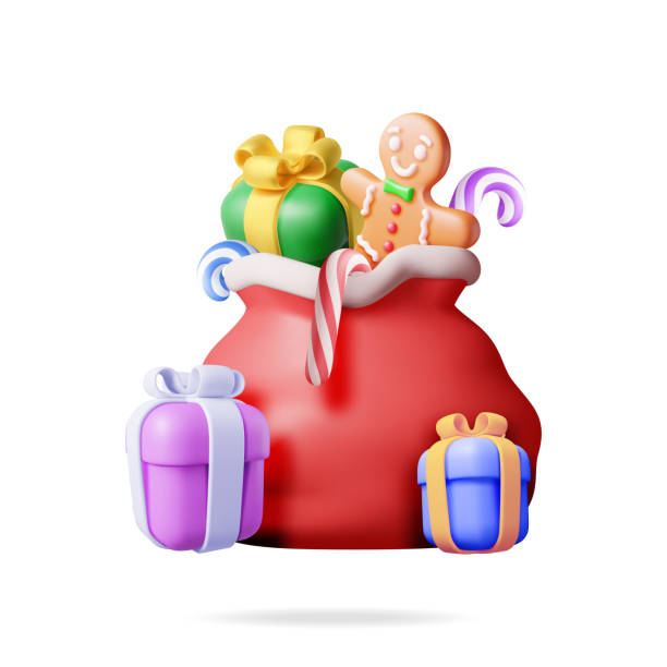 istock 3D Open Santa Claus Sack full of Gifts 1704073773