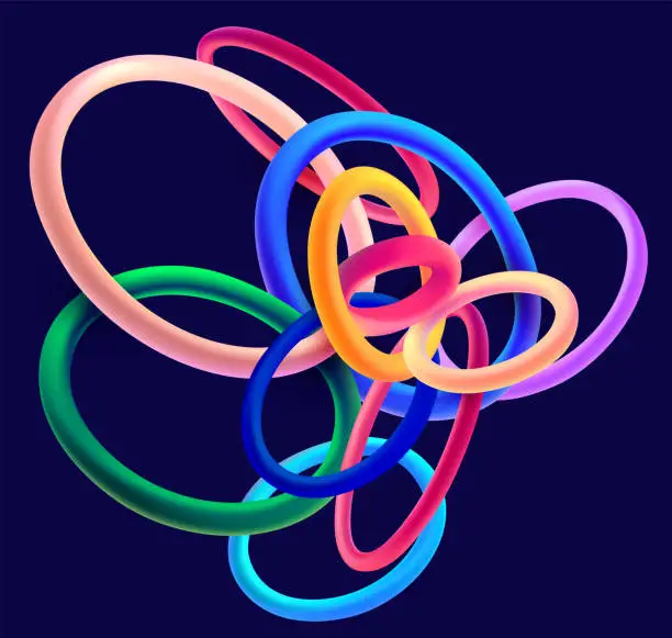 Vector illustration of Colorful 3D rings on white background.