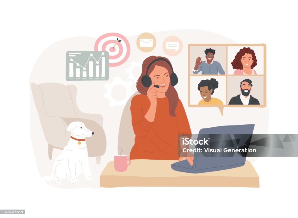 Distance Images Work Distance Working Isolated Concept Vector Illustration Stock ...