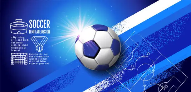 Vector illustration of Soccer Template design , Football banner, Sport layout design, Blue Theme