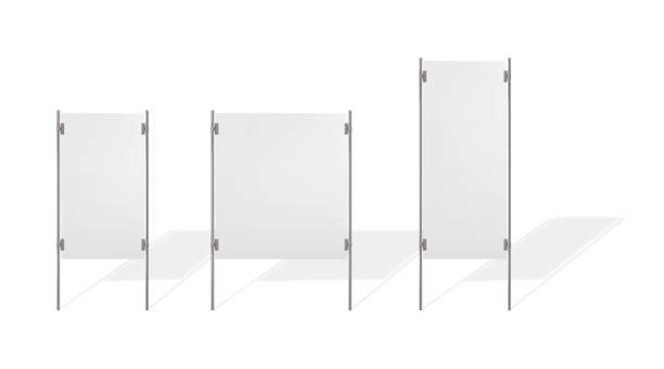 istock Blank white outdoor yard sign vector mock-up set. Empty billboard stand mockup. City street advertising banner. Template for design 1704129940