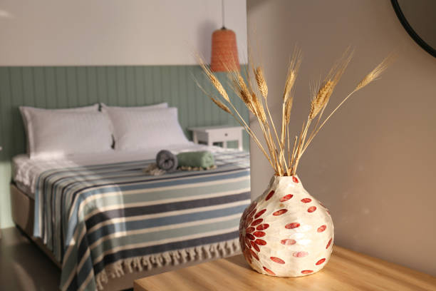 istock Stylish neat bedroom. 1704134226