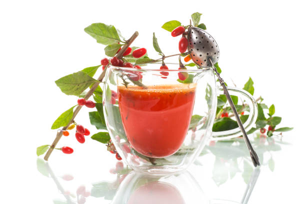 istock Prepared hot drink from ripe goji berries in a glass cup 1704139547