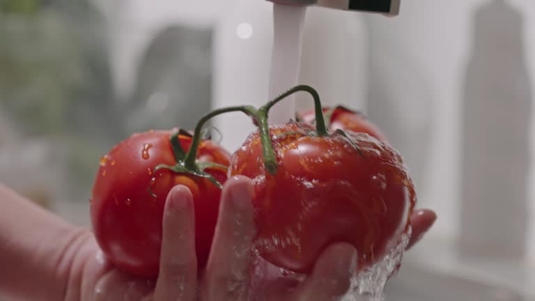 washing tomato and Vegetable