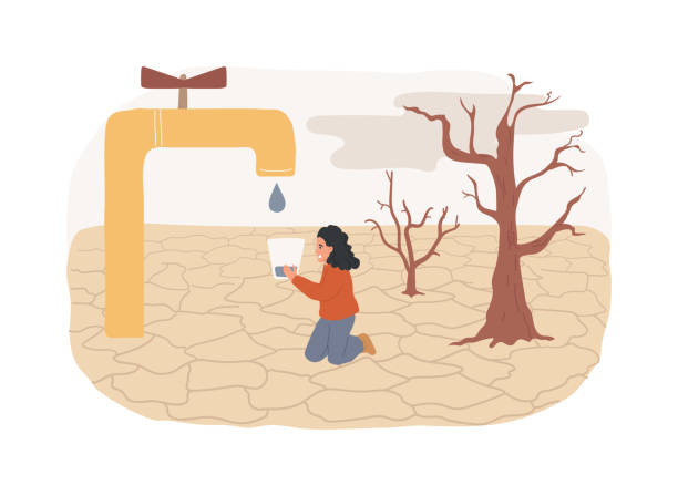 ilustrações, clipart, desenhos animados e ícones de falta de água doce isolada ilustração vetorial conceito. - scarcity