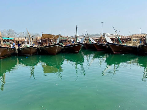 Qatar - Al Khor - harbor and traditional dhow