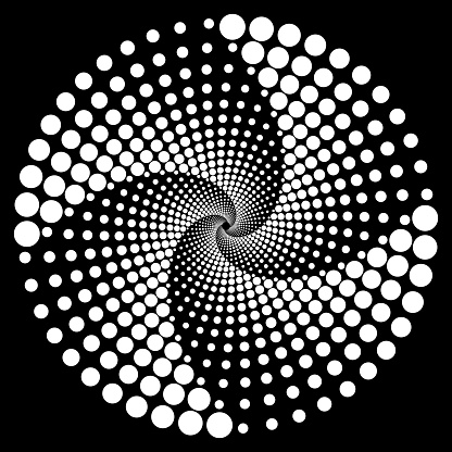 Op Art Spiral of Dots - Black and White - Circle High Contrast