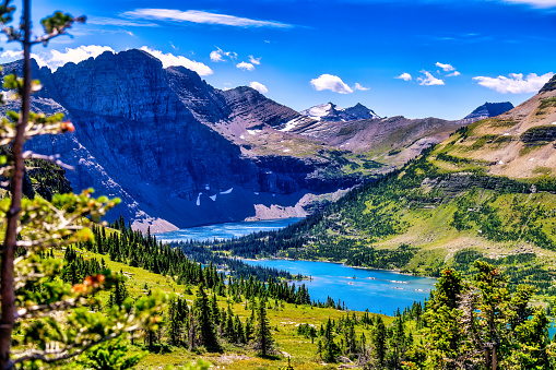 Hidden Lake in the background Bearhat Mountain, in Glacier National Park, Montana