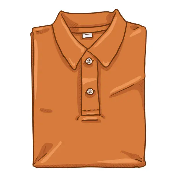 Vector illustration of Vector Cartoon Folded Polo Shirt Terracotta Color