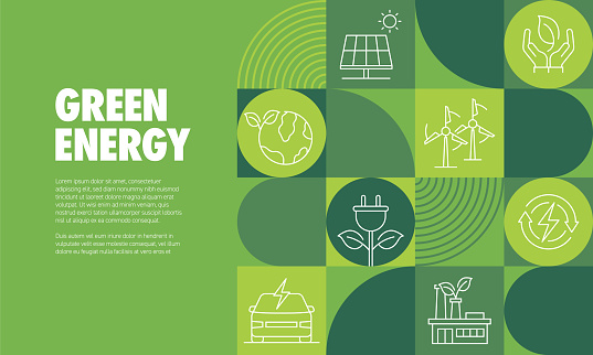 Green Energy Banner Design Vector Illustration. Environment, Renewable Energy, Clean Energy, Zero Waste.