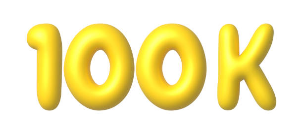 istock 100k, 100000 Followers in social media. 3d gold vector design element in cartoon style. 1704235929