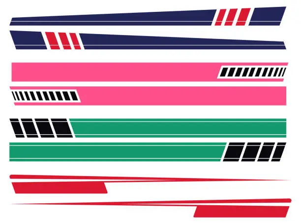 Vector illustration of Vector Auto Racing Car Decal Racing Colors Stripes Pattern Stickers Design Backgrounds