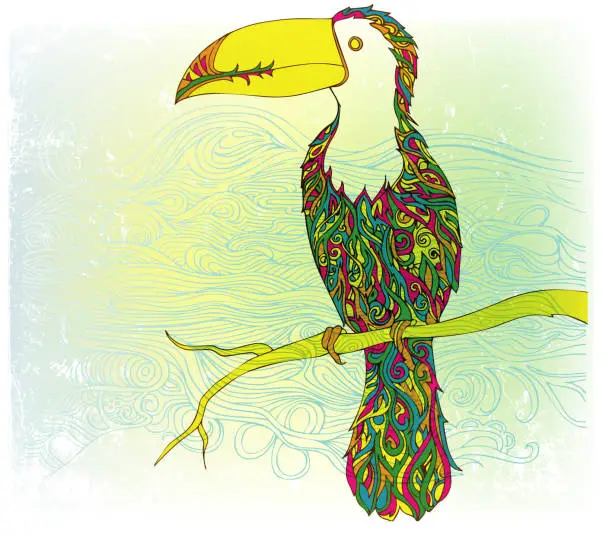 Vector illustration of stained glass tucan