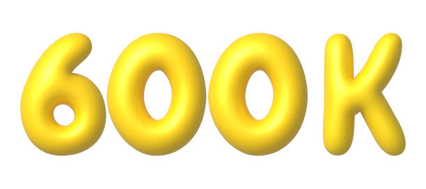 istock 600k, 600,000 followers in social media. 3d gold vector design element in cartoon style. 1704252091