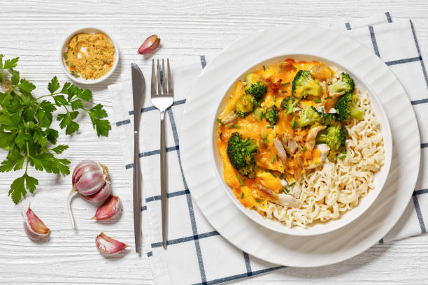 istock ramen noodle with chicken, broccoli and cheese 1704252117