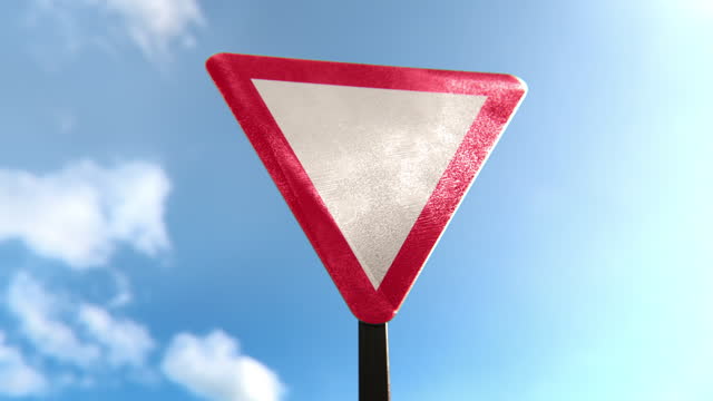Give Way Sign in a 3D animation