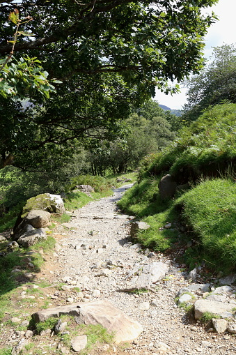 Well trodden Hiking trail in the Easedale Valley, Grasmere, in the English Lake District National Park.