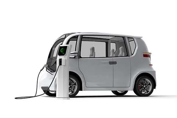 3D illustration of electric car.